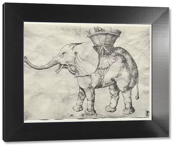 An Elephant with Howdah, c. 1485. Creator: Martin Schongauer (German, c. 1450-1491)