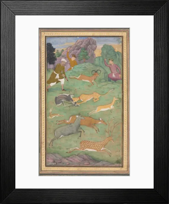 Framed Print : Antelope and deer hunt, c. 1602-1604. Creator: Govardhan (Indian, active c. 1596-1645) Framed Print : Antelope and deer hunt, c. 1602-1604. Creator: Govardhan (Indian, active c. 1596-1645)