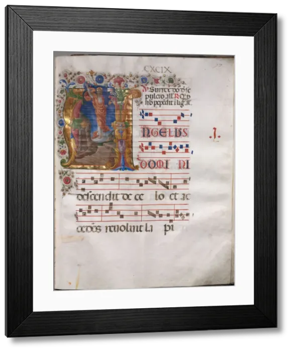 Framed Print : Antiphonary, c. 1470-1480. Creator: Girolamo da Cremona (Italian), follower of Framed Print : Antiphonary, c. 1470-1480. Creator: Girolamo da Cremona (Italian), follower of
