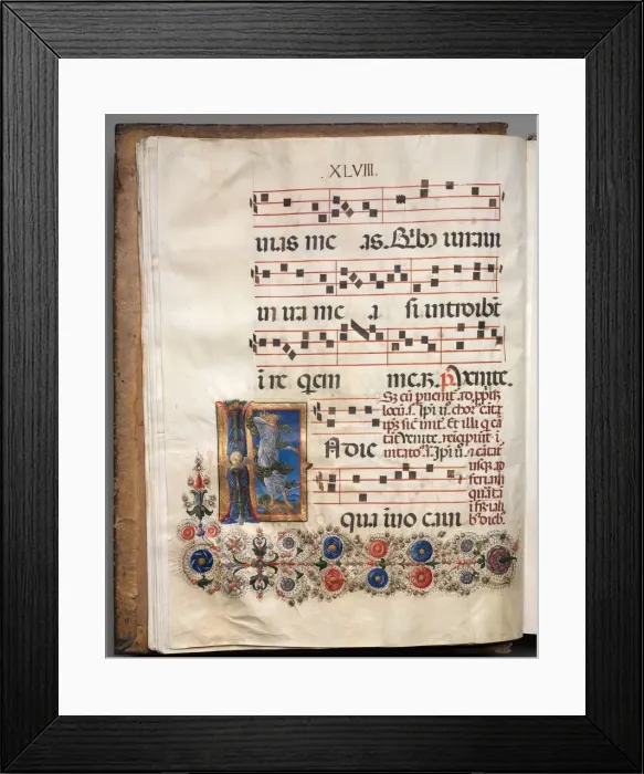 Framed Print : Antiphonary: Initial, angel, c. 1470-1480. Creator: Girolamo da Cremona (Italian), follower of Framed Print : Antiphonary: Initial, angel, c. 1470-1480. Creator: Girolamo da Cremona (Italian), follower of