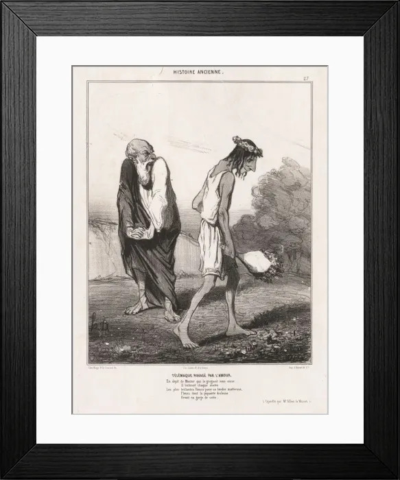 Framed Print : Ancient History : Pl. 27, Telemachus Ravaged by Love... 1842. Creator: Honore Daumier Framed Print : Ancient History : Pl. 27, Telemachus Ravaged by Love... 1842. Creator: Honore Daumier