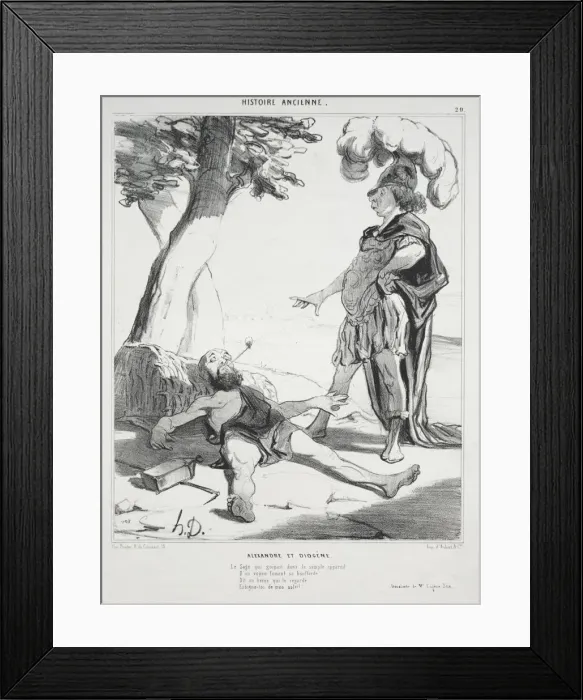 Framed Print : Ancient History, plate 20: Alexander and Diogenes, 14 August 1842. Creator: Honore Daumier Framed Print : Ancient History, plate 20: Alexander and Diogenes, 14 August 1842. Creator: Honore Daumier