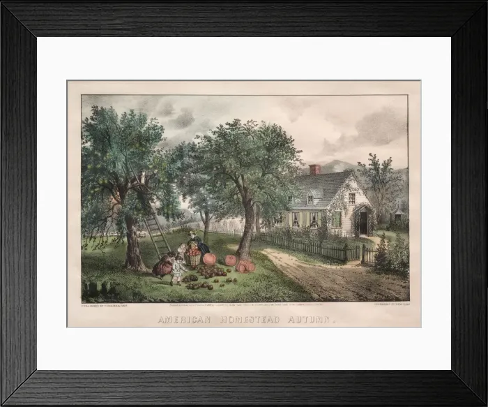 Framed Print : American Homestead, Autumn, 1869. Creator: James Merritt Ives (American, 1824-1895) Framed Print : American Homestead, Autumn, 1869. Creator: James Merritt Ives (American, 1824-1895)