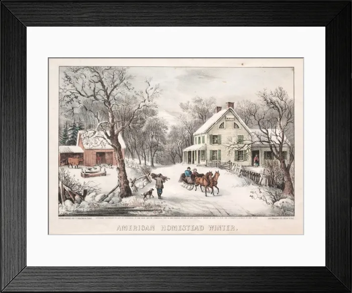Framed Print : American Homestead, Winter, 1868. Creator: James Merritt Ives (American, 1824-1895) Framed Print : American Homestead, Winter, 1868. Creator: James Merritt Ives (American, 1824-1895)