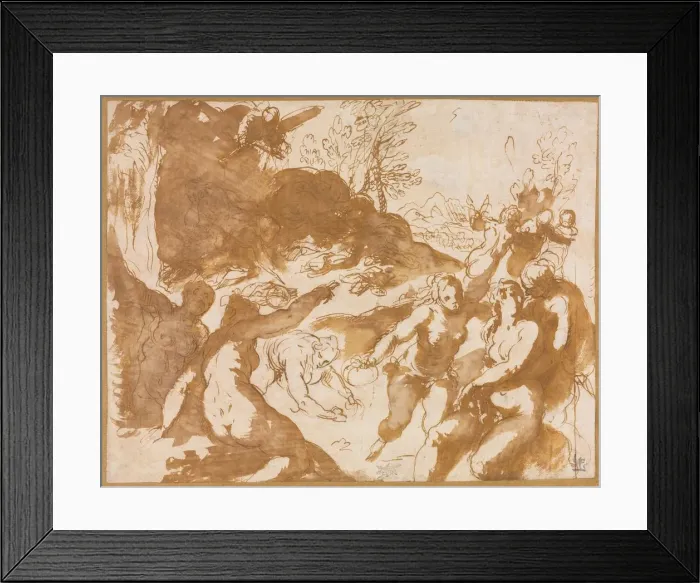 Framed Print : Apollo and the Muses Awakened by the Call of Fame, 1590s. Creator: Jacopo Palma il Giovane Framed Print : Apollo and the Muses Awakened by the Call of Fame, 1590s. Creator: Jacopo Palma il Giovane