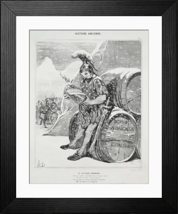 Framed Print : Ancient History, plate 28: The Passage of Hannibal, 6 October 1842. Creator: Honore Daumier Framed Print : Ancient History, plate 28: The Passage of Hannibal, 6 October 1842. Creator: Honore Daumier
