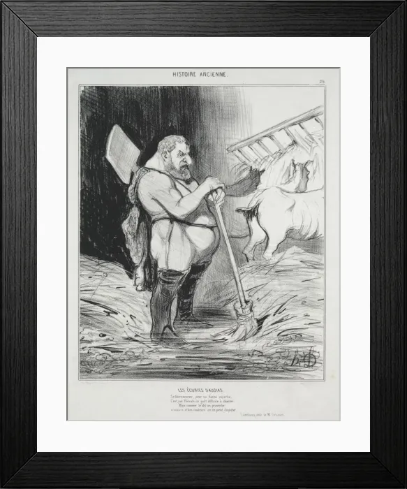 Framed Print : Ancient History, plate 26: The Stable of Augeas, 25 September 1842. Creator: Honore Daumier Framed Print : Ancient History, plate 26: The Stable of Augeas, 25 September 1842. Creator: Honore Daumier