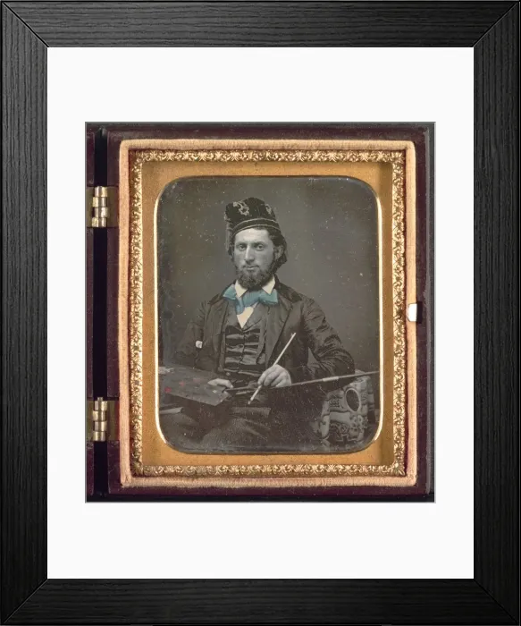 Framed Print : Artist with His Palette and Brushes, c. 1850s. Creator: Unidentified Photographer Framed Print : Artist with His Palette and Brushes, c. 1850s. Creator: Unidentified Photographer