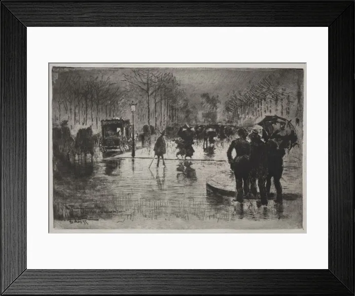 Framed Print : Artists Returning from the Salon, 1877. Creator: Felix Hilaire Buhot (French, 1847-1898) Framed Print : Artists Returning from the Salon, 1877. Creator: Felix Hilaire Buhot (French, 1847-1898)