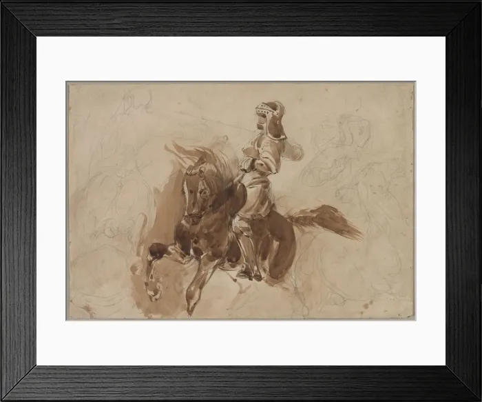Framed Print : Armored Figure on Horseback (recto), c. 1828. Creator: Eugene Delacroix (French, 1798-1863) Framed Print : Armored Figure on Horseback (recto), c. 1828. Creator: Eugene Delacroix (French, 1798-1863)