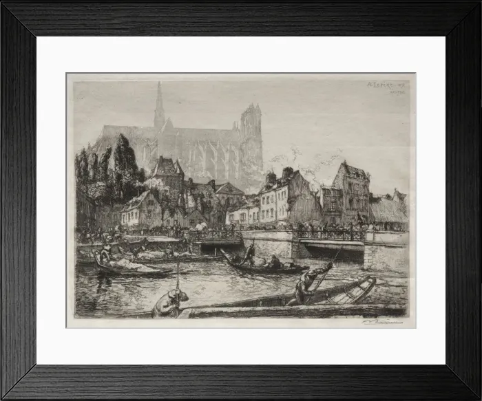 Framed Print : Arrivees des Legumes-Amiens, 1907. Creator: Auguste Louis Lepere (French Framed Print : Arrivees des Legumes-Amiens, 1907. Creator: Auguste Louis Lepere (French