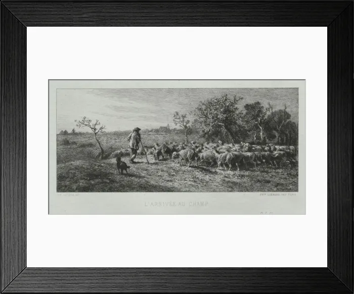 Framed Print : Arriving at the Field. Creator: Charles-Emile Jacque (French, 1813-1894) Framed Print : Arriving at the Field. Creator: Charles-Emile Jacque (French, 1813-1894)