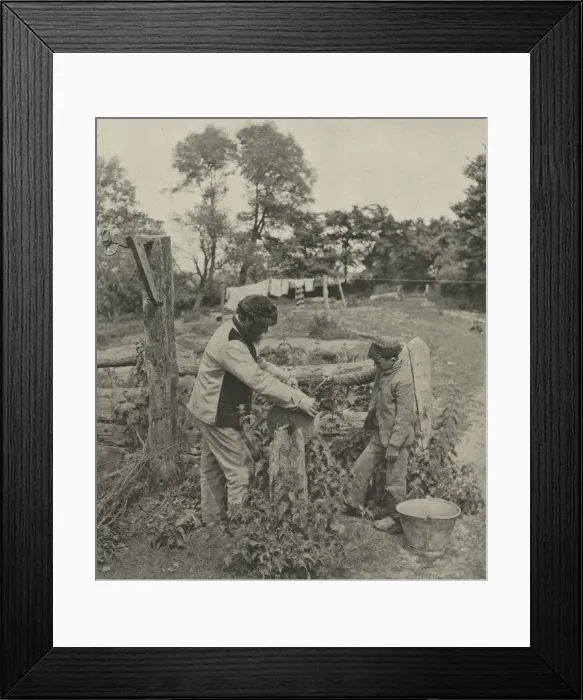 Framed Print : At the Grindstone--A Suffolk Farmyard, 1888. Creator: Peter Henry Emerson (British Framed Print : At the Grindstone--A Suffolk Farmyard, 1888. Creator: Peter Henry Emerson (British