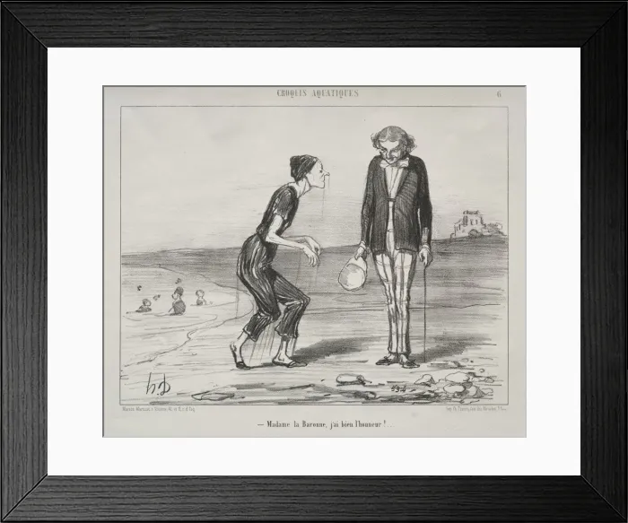 Framed Print : Aquatic Sketches, plate 8: Madame la Baronne, it is my honor Framed Print : Aquatic Sketches, plate 8: Madame la Baronne, it is my honor