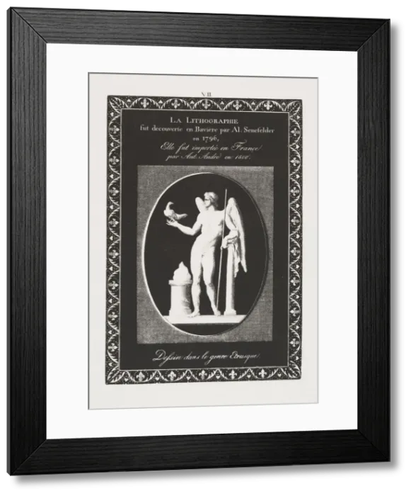 Framed Print : Art of the Lithograph: Dedication Sheet, Plate VII, 1819. Creator: Alois Senefelder (German Framed Print : Art of the Lithograph: Dedication Sheet, Plate VII, 1819. Creator: Alois Senefelder (German