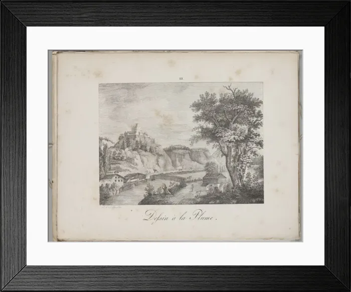 Framed Print : Art of the Lithograph: Landeck in Tirol, Plate III, 1819. Creator: Alois Senefelder (German Framed Print : Art of the Lithograph: Landeck in Tirol, Plate III, 1819. Creator: Alois Senefelder (German