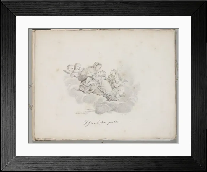 Framed Print : Art of the Lithograph: Madonna and Child on the Clouds, Plate II, 1819. Creator: Alois Senefelder