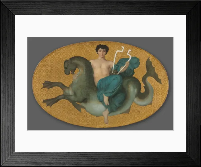 Framed Print : Arion on a Sea Horse and Bacchante on a Panther (pair), 1855. Creator: William Adolphe Bouguereau Framed Print : Arion on a Sea Horse and Bacchante on a Panther (pair), 1855. Creator: William Adolphe Bouguereau