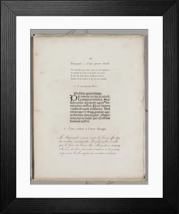 Framed Print : Art of the Lithograph: Printing Letters, Plate XV, 1819. Creator: Alois Senefelder (German Framed Print : Art of the Lithograph: Printing Letters, Plate XV, 1819. Creator: Alois Senefelder (German