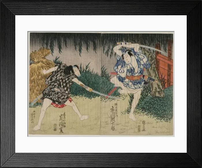 Framed Print : Arashi Rikan II as Kizu Kansuke; Ichikawa Ebijuro II as Horiguchi Manzaemon, 1829 Framed Print : Arashi Rikan II as Kizu Kansuke; Ichikawa Ebijuro II as Horiguchi Manzaemon, 1829