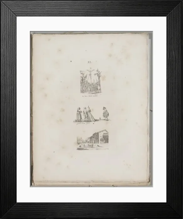 Framed Print : Art of the Lithograph: Three Engraving Examples, Plate XI, 1819. Creator: Alois Senefelder