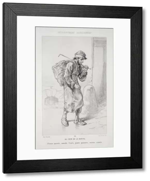 Framed Print : Au Coin de la Borne. Creator: Paul Gavarni (French, 1804-1866) Framed Print : Au Coin de la Borne. Creator: Paul Gavarni (French, 1804-1866)