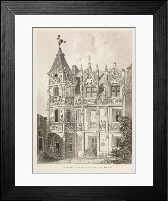 Framed Print : Architectural Antiquities of Normandy (Vol. II), Pl. 64: House in the Place de la Pucelle Framed Print : Architectural Antiquities of Normandy (Vol. II), Pl. 64: House in the Place de la Pucelle