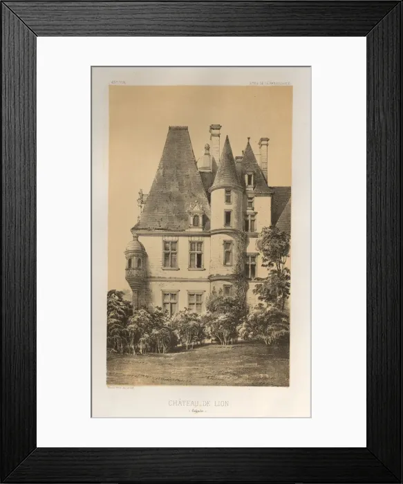 Framed Print : Pl. 49, Chateau De Lion (Calvados), 1860. Creator: Victor Petit (French, 1817-1874) Framed Print : Pl. 49, Chateau De Lion (Calvados), 1860. Creator: Victor Petit (French, 1817-1874)