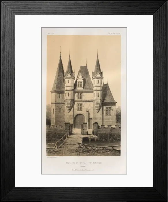 Framed Print : Pl. 88, Ancien Chateau de Barou (Calvados), 1860. Creator: Victor Petit (French Framed Print : Pl. 88, Ancien Chateau de Barou (Calvados), 1860. Creator: Victor Petit (French