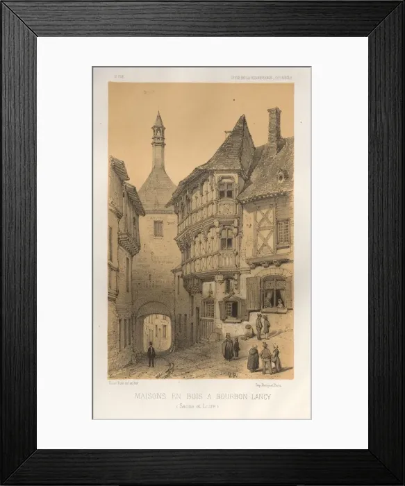 Framed Print : Pl. 5, Maison en Bois a Bourbon-Lancy (Saone Et Loire), 1860. Creator: Victor Petit (French