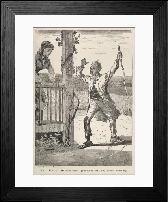 Framed Print : Hi! H-O-O-O! He Done Come. Jumboloro Tell You First. 1869. Creator: Winslow Homer Framed Print : Hi! H-O-O-O! He Done Come. Jumboloro Tell You First. 1869. Creator: Winslow Homer