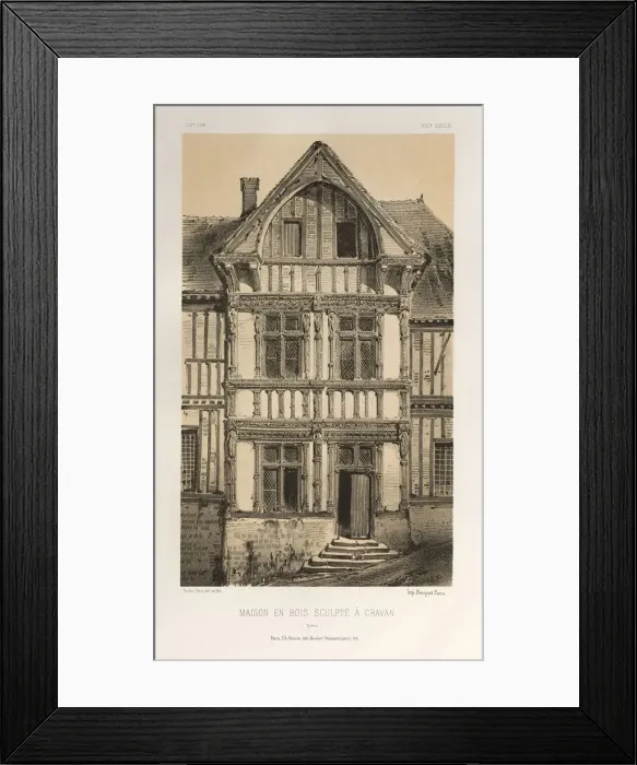Framed Print : Pl. 25, Maison En Bois Sculpte A Cravan (Yonne), published 1860. Creator: Victor Petit (French Framed Print : Pl. 25, Maison En Bois Sculpte A Cravan (Yonne), published 1860. Creator: Victor Petit (French