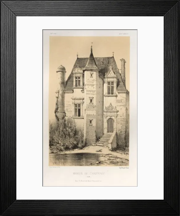Framed Print : Pl. 15, Manoir De Chastenay (Sarthe), 1860. Creator: Victor Petit (French, 1817-1874) Framed Print : Pl. 15, Manoir De Chastenay (Sarthe), 1860. Creator: Victor Petit (French, 1817-1874)