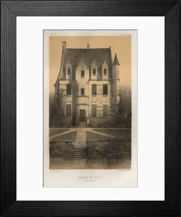 Framed Print : Pl. 73, Manoir De Sillac (Lot et Garonne), 1860. Creator: Victor Petit (French, 1817-1874) Framed Print : Pl. 73, Manoir De Sillac (Lot et Garonne), 1860. Creator: Victor Petit (French, 1817-1874)