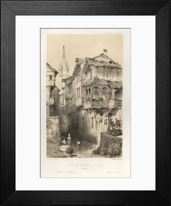 Framed Print : Pl. 10, Vielles Maisons A Tulle (Correze), 1860. Creator: Victor Petit (French, 1817-1874) Framed Print : Pl. 10, Vielles Maisons A Tulle (Correze), 1860. Creator: Victor Petit (French, 1817-1874)