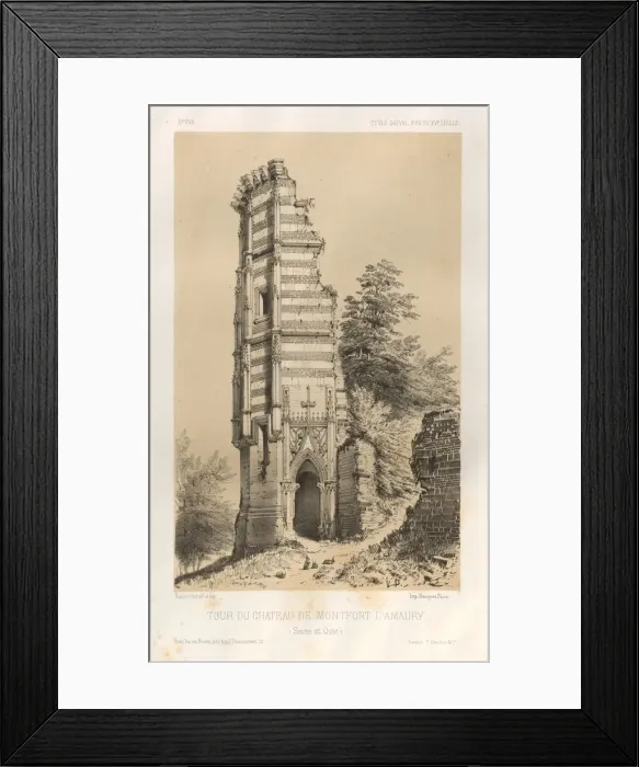 Framed Print : Pl. 3, Tour du chateau de Montfort-lAmaury (Seine-et-Oise), 1860. Creator: Victor Petit (French Framed Print : Pl. 3, Tour du chateau de Montfort-lAmaury (Seine-et-Oise), 1860. Creator: Victor Petit (French