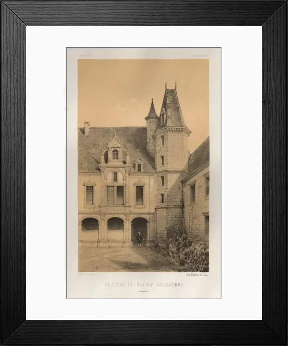 Framed Print : Pl. 36, Chateau De Rocher Mezangers (Mayenne), 1860. Creator: Victor Petit (French Framed Print : Pl. 36, Chateau De Rocher Mezangers (Mayenne), 1860. Creator: Victor Petit (French