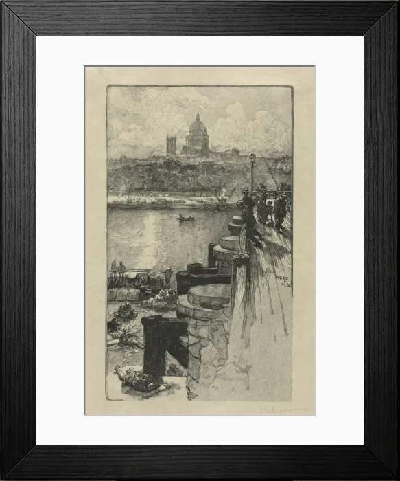 Framed Print : [Fishermen on a Pier, Paris]. Creator: Auguste Louis Lepere (French, 1849-1918)