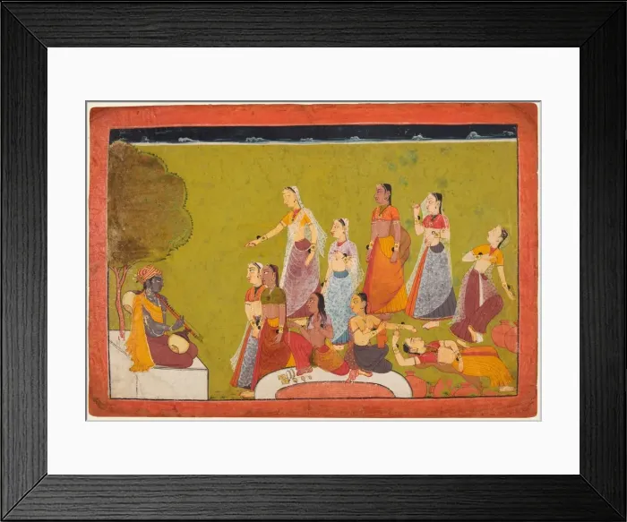 Framed Print : A group of women in ecstasy before before Madhava, from a Madhavanala Kamakandala series, c1700 Framed Print : A group of women in ecstasy before before Madhava, from a Madhavanala Kamakandala series, c1700