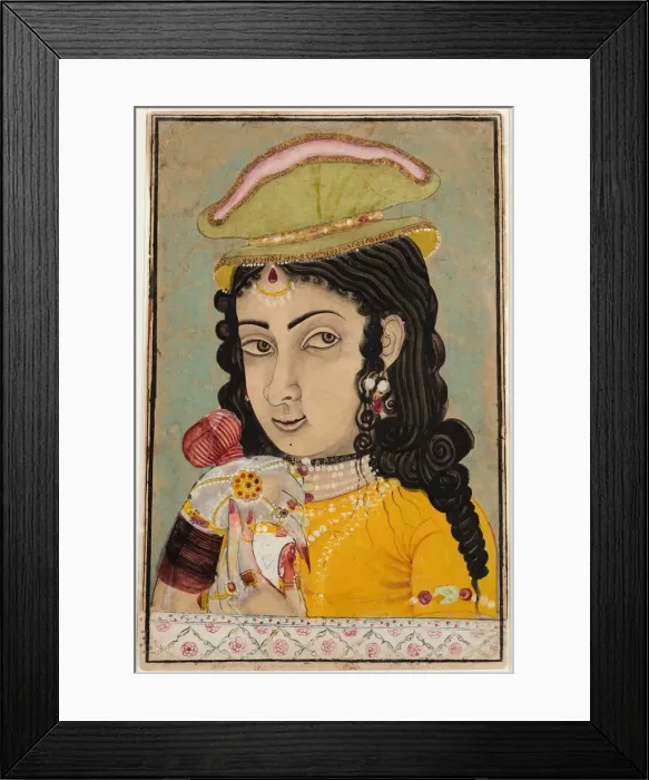 Framed Print : A European Lady holding a bottle and cup, c. 1710-20. Creator: Unknown Framed Print : A European Lady holding a bottle and cup, c. 1710-20. Creator: Unknown