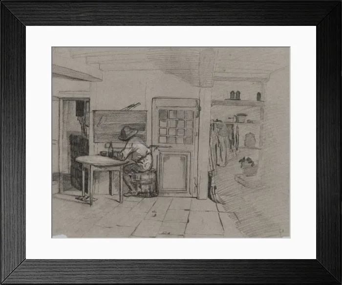 Framed Print : A Farmhouse Interior with a Boy at a Table, c. 1846. Creator: Alexandre-Gabriel Decamps (French Framed Print : A Farmhouse Interior with a Boy at a Table, c. 1846. Creator: Alexandre-Gabriel Decamps (French