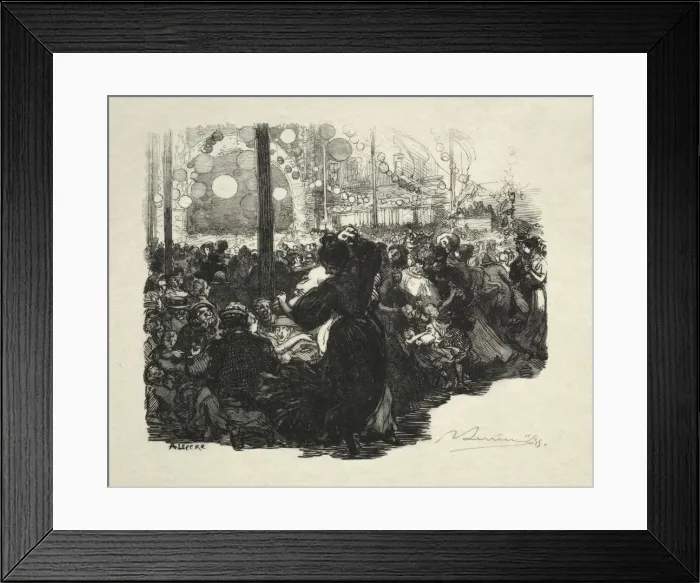 Framed Print : 14 Juillet, Rue de Belleville, 10 heures. Creator: Auguste Louis Lepere (French, 1849-1918) Framed Print : 14 Juillet, Rue de Belleville, 10 heures. Creator: Auguste Louis Lepere (French, 1849-1918)