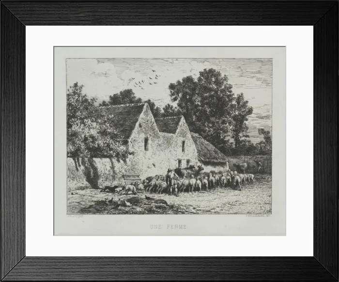 Framed Print : A Farmhouse. Creator: Charles-Emile Jacque (French, 1813-1894) Framed Print : A Farmhouse. Creator: Charles-Emile Jacque (French, 1813-1894)