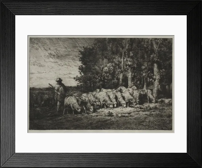 Framed Print : A Herd at the Edge of a Forest, 1880. Creator: Charles-Emile Jacque (French, 1813-1894) Framed Print : A Herd at the Edge of a Forest, 1880. Creator: Charles-Emile Jacque (French, 1813-1894)