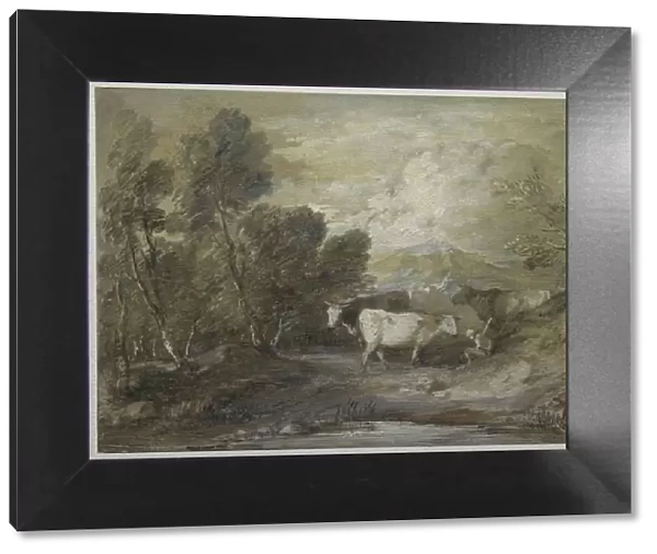 A Herdsman with Three Cows by an Upland Pool, mid 1780s. Creator: Thomas Gainsborough (British