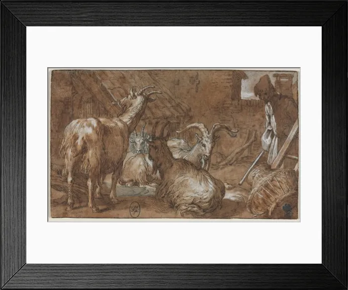 Framed Print : A Barnyard with Goats and a Goatherd, c. 1610-1615. Creator: Abraham Bloemaert (Dutch, 1564-1651) Framed Print : A Barnyard with Goats and a Goatherd, c. 1610-1615. Creator: Abraham Bloemaert (Dutch, 1564-1651)