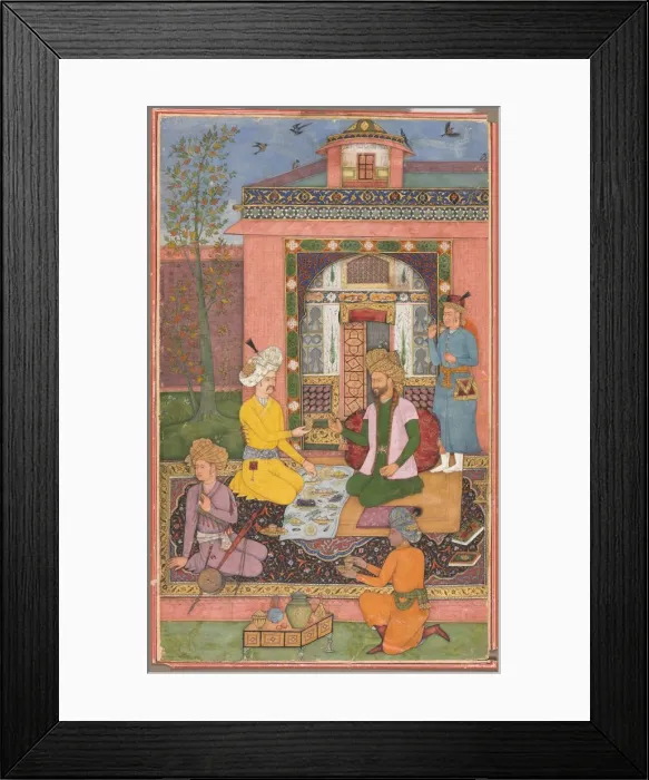 Framed Print : A feast in a pavilion setting, c. 1620. Creator: Muhammad Ali (Persian, active 1590-1620) Framed Print : A feast in a pavilion setting, c. 1620. Creator: Muhammad Ali (Persian, active 1590-1620)