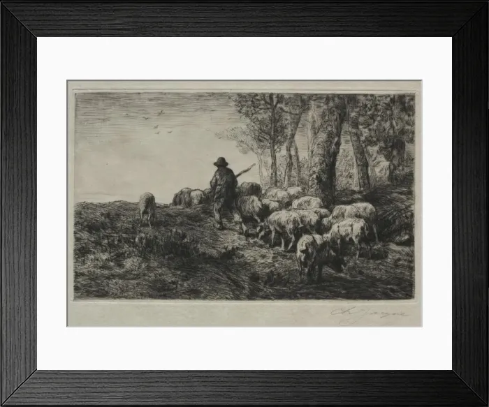 Framed Print : A herd of swine, 1880. Creator: Charles-Emile Jacque (French, 1813-1894) Framed Print : A herd of swine, 1880. Creator: Charles-Emile Jacque (French, 1813-1894)