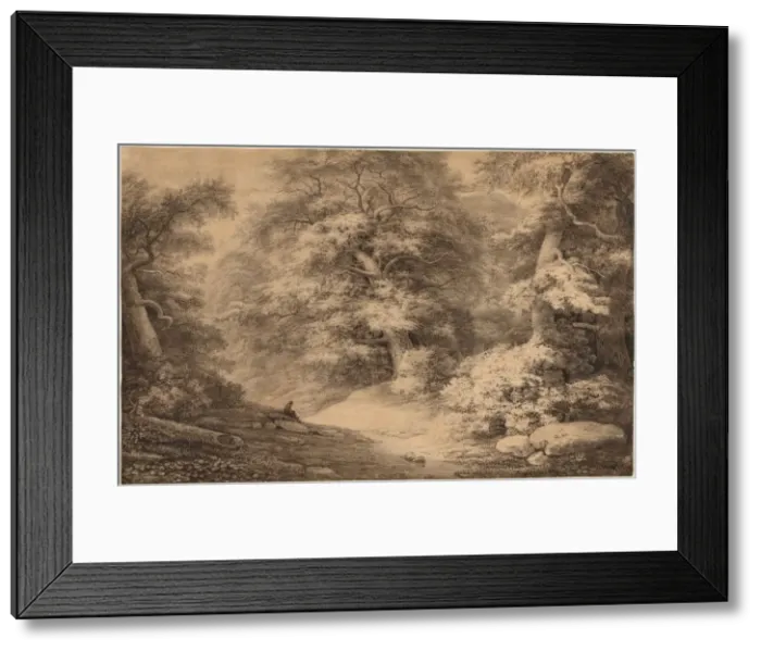 Framed Print : A Beech Wood with a Resting Traveler, 1803. Creator: Christoph Nathe (German, 1753-1806) Framed Print : A Beech Wood with a Resting Traveler, 1803. Creator: Christoph Nathe (German, 1753-1806)