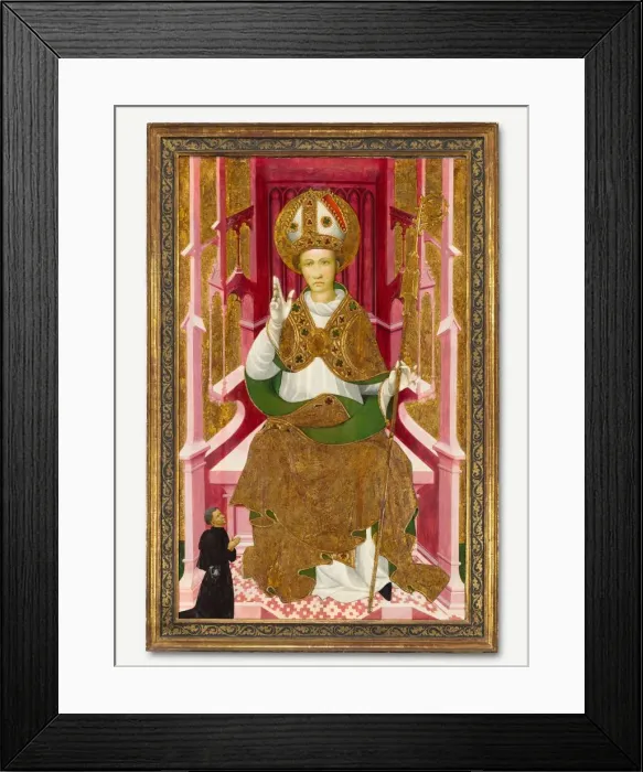 Framed Print : A Bishop Saint with a Donor (Saint Louis of Toulouse?), early 1400s. Creator: Unknown Framed Print : A Bishop Saint with a Donor (Saint Louis of Toulouse?), early 1400s. Creator: Unknown